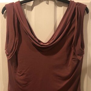 SHAPE FX ~  Size L - Dark Mauve Sleeveless Scoop Cowl-Neck ~ NWT